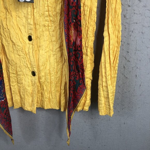 Flair Jacket Womens Medium Yellow Crinkle Accordion Art To Wear Bright Mod  NEW - Picture 11 of 15